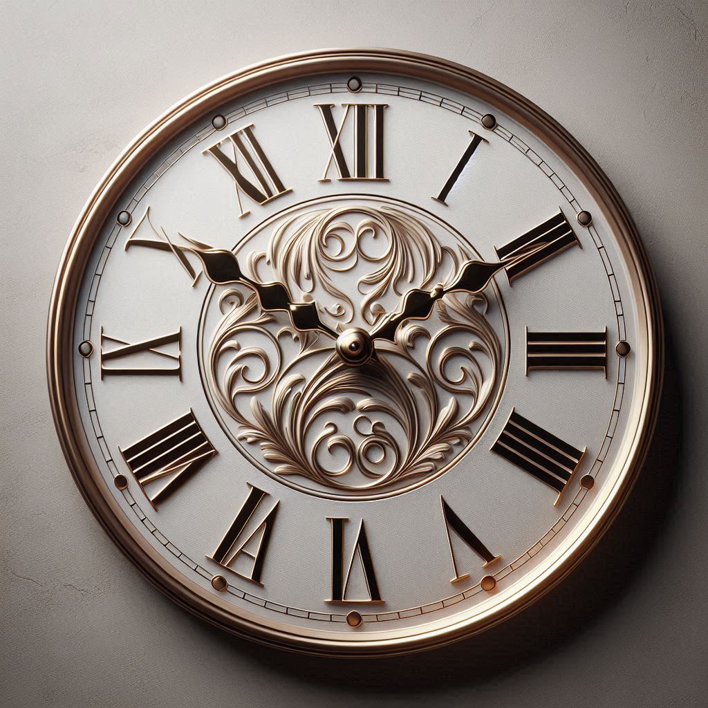 Classic clock face with elegant serif font