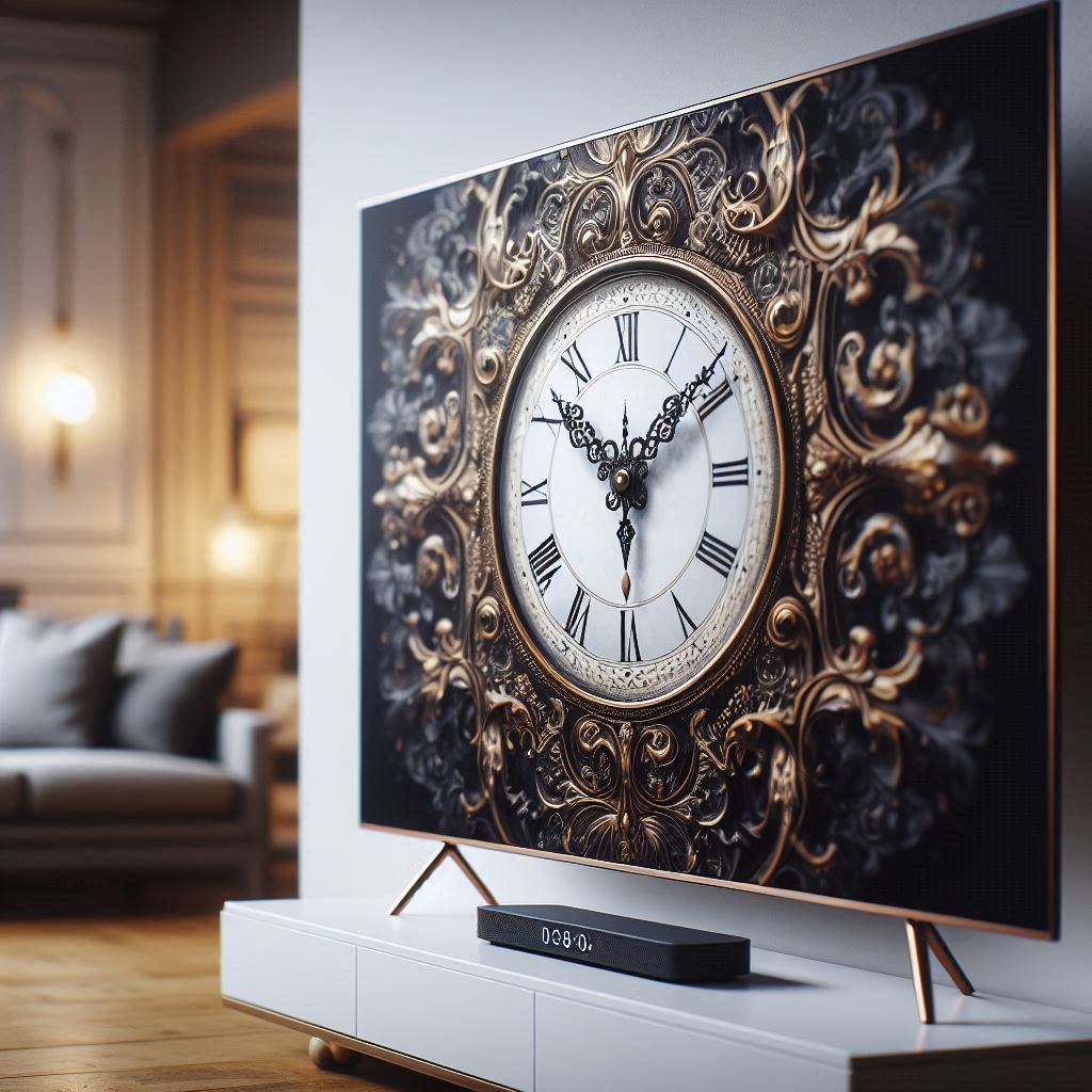 Classic Clock Face on a Modern TV Screen