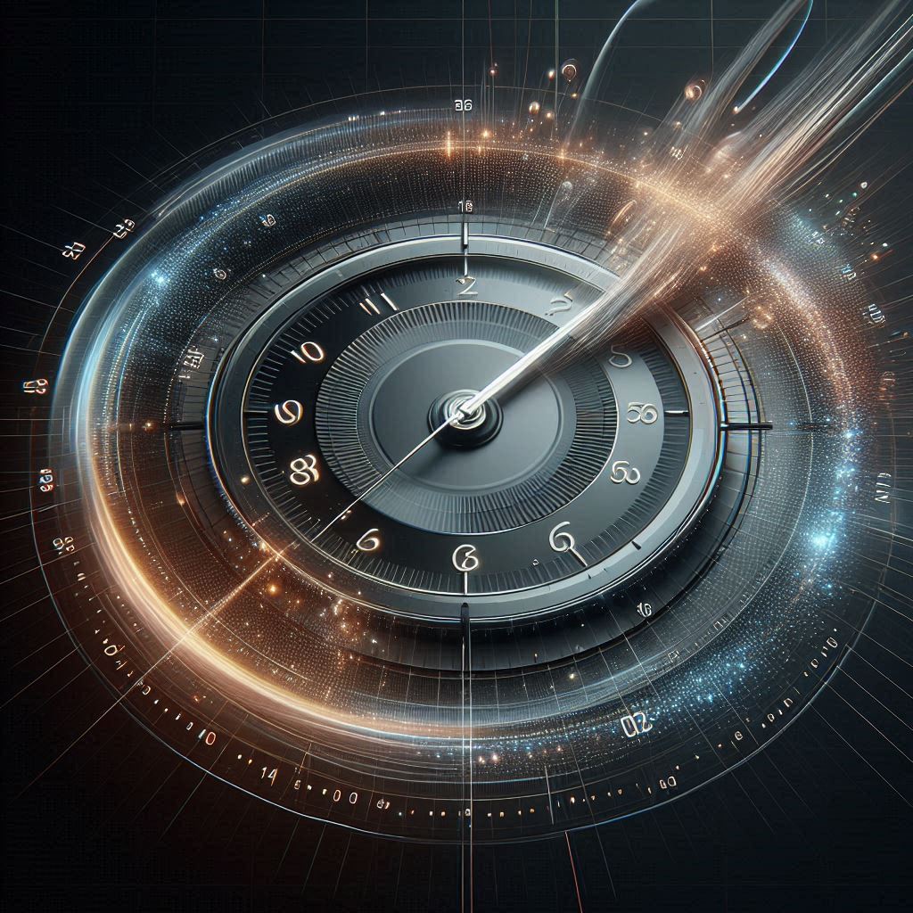 A visually stunning animation showcasing the smooth transition of time in a digital clock display, featuring subtle number fades and fluid hand movements.