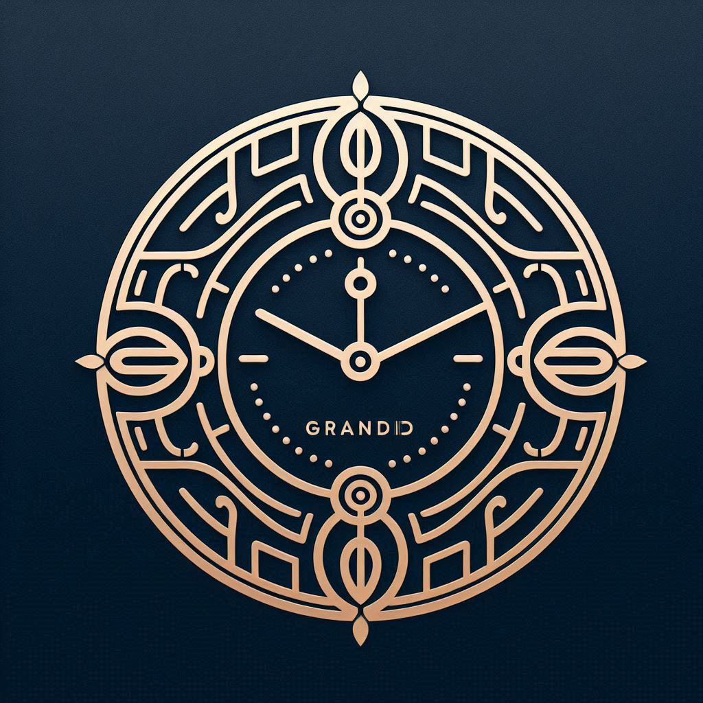 Elegant clock face design featuring a brand's logo integrated subtly.  Clean lines, harmonious color palette, and a modern font convey a sense of sophistication and trustworthiness.