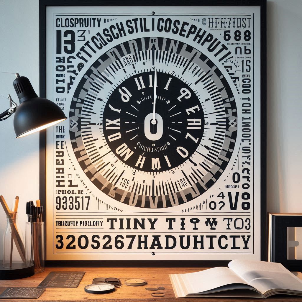 A visually appealing clock display showcasing thoughtfully paired typefaces for numbers and other elements, radiating clarity and elegance.
